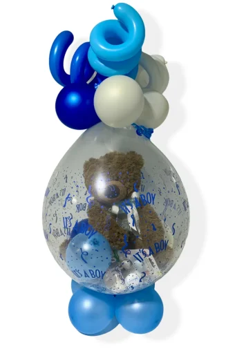 It's A Boy Stuffed Balloon: handcrafted right here at Country Charm Floral and Gifts in Rolling Prairie, IN. Same Day delivery 7 days a week, our Stuffed Gift Balloons make perfect Hospital and Baby Shower Gifts!