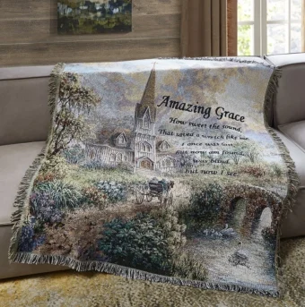 Send a Comforting Amazing Grace Throw Blanket to Show Your Neverending Support and Love for someone you care about. Grieving is difficult and often lonely, and our Sympathy Tapestry Throw Blankets will comfort them when they need it most, or when you aren't there to hold them tight. Same Day delivery 7 Days a week to Funeral Homes and Residential Addresses in Rolling Prairie and LaPorte, IN.