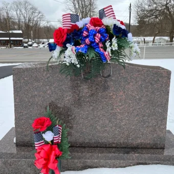 Patriotic Salute Cemetery Silks - A beautiful Patriotic Display for Gravesite & Headstone or Tombstone. Pay respect and tribute to fallen soldiers and heroes. Country Charm Floral & Gifts in Rolling Prairie, IN. Flower & Gift Delivery Service- Delivering to LaPorte County & New Carlisle, IN. Keepsakes, Cemetery & Funeral Flower Arrangements. Order Online for Same-Day Delivery for silk (artificial) and fresh flower arrangements and decorations for Memorial Day, 4th of July, Veteran's Day.