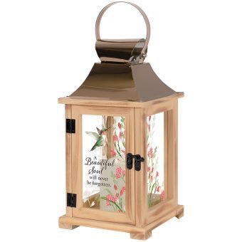 Beautiful Soul Lantern- a meaningful and loving sentiment that can be displayed as remembrance for years to come. This premium quality decorative lantern makes the perfect gift for sending your condolences to funeral homes 7 days a week.
