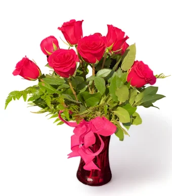 Our Dozen Pink Roses Will Brighten Anyone's Day- Especially Valentine's Day! Order the Best Quality Hot Pink Roses for Your Valentine | Fast Delivery to LaPorte, IN 7 Days a Week.