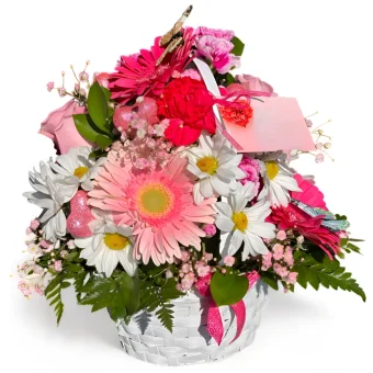 Our Blooming Basket is Full of Fresh Roses & Daisies | Perfect Spring Gift for Easter & Mother's Day | Same Day Delivery 7 Days a Week to LaPorte County, IN.