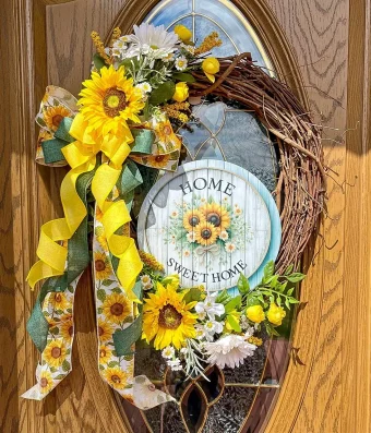 Home Sweet Home Wreath | A Beautiful, Welcoming Door Hanger Wreath for Spring and Summer. Making a Perfect Mother's Day Gift, this Wreath will Remain Beautiful throughout Spring and Summer, Welcoming All Visitors for Every Occasion. Same Day Delivery throughout LaPorte County and New Carlisle, IN.