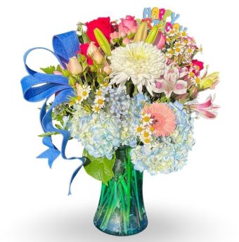 Our Deluxe Colorful Bouquet is a large arrangement of fresh-cut, premium flowers that is bursting with vibrant colors. Perfect for celebrating any occasion or making anyone feel extra special, this deluxe colorful bouquet is the best choice. Send Flowers Fast and Affordable 7 Days a Week to LaPorte County, Indiana and New Carlisle, Indiana. Open on Valentine's Day for the Perfect Valentine's Day Flowers!