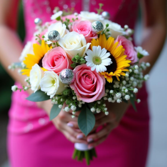 Your Prom Bouquet or Homecoming Bouquet will be uniquely arranged to coordinate perfectly with your order/color scheme. Each Handheld Prom Bouquet is arranged with only the freshest assortment of premium flowers, accented beautifully with rhinestones/jewels, and wrapped tightly with elegant ribbon of your color preference. The best prom flowers in LaPorte County and New Carlisle, Indiana are hand arranged and delivered by top florist- Country Charm Floral and Gifts.