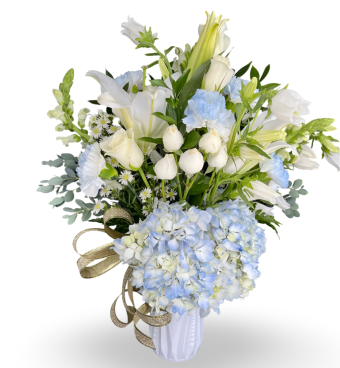 Comforting Condolences – A Serene Sympathy Bouquet. Express your deepest sympathies and offer a gentle embrace with the Comforting Condolences bouquet—a stunning arrangement of premium fresh-cut flowers designed to bring peace, comfort, and heartfelt support during life’s most difficult moments. Fast Flower Delivery to local Funeral Homes, Churches, and Homes throughout LaPorte County, Indiana and Berrien County, Michigan- 7 days a week.