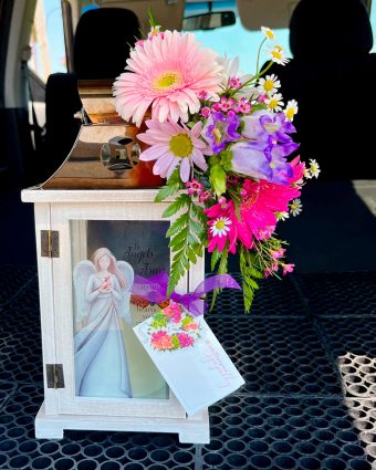 In Angel's Arms Lantern | Meaningful Sympathy Keepsake with Fresh Flowers to Send Condolences to Any Visitation, Memorial Service, or Loved One | 7 days a week